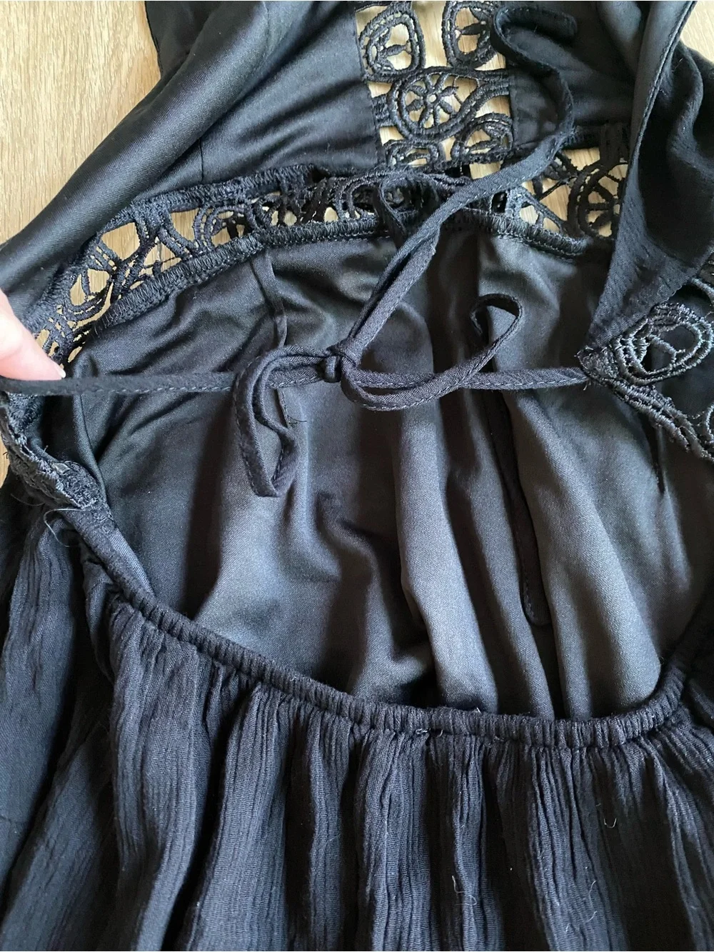 NEW Shinestar Sexy Crochet Lace Bodice Halter Black Maxi Dress with Side Slit
